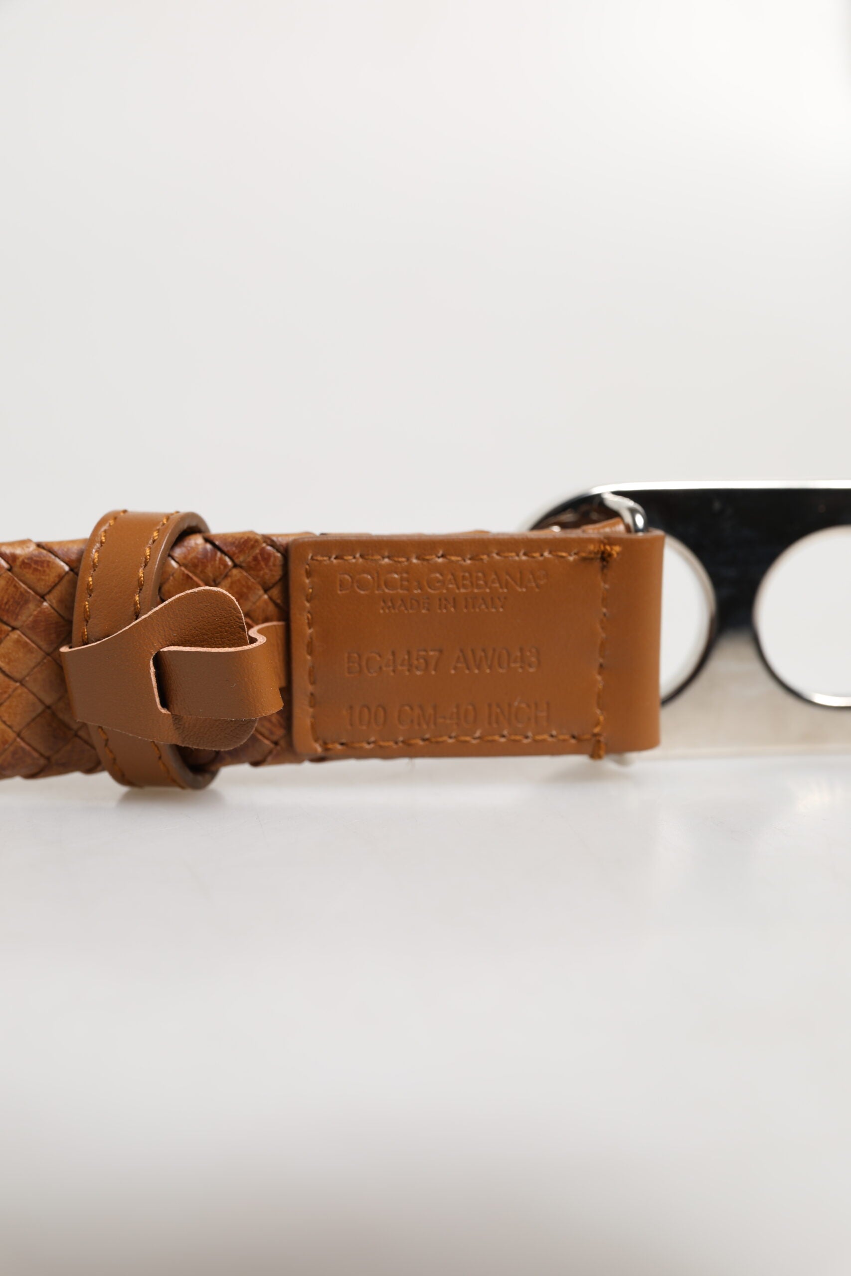 Dolce & Gabbana Brown Braided Metal DG Logo Buckle Belt